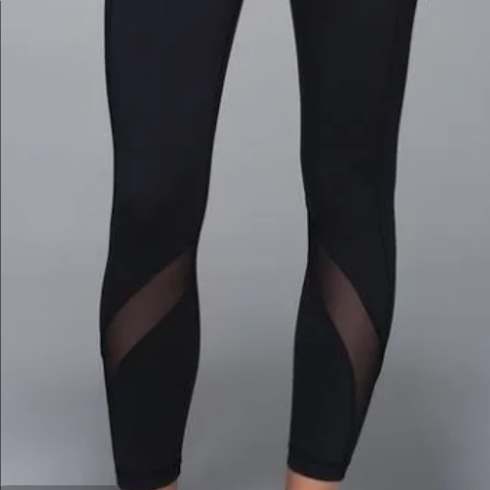 Lululemon leggings with mesh detail on the bottom